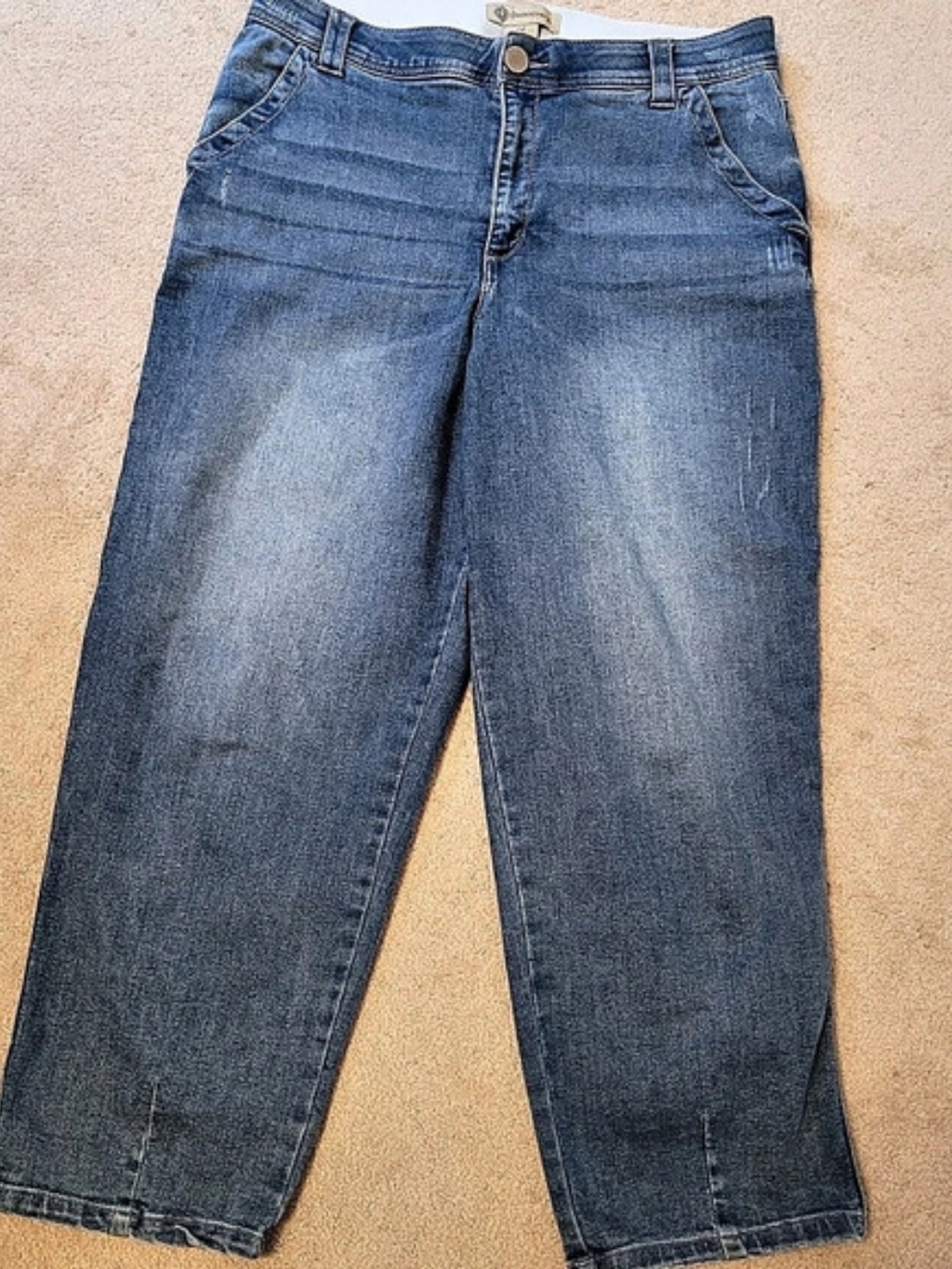 Democracy Ab Solution Skyrise Cropped Wide Leg Jeans Blue Waist 14